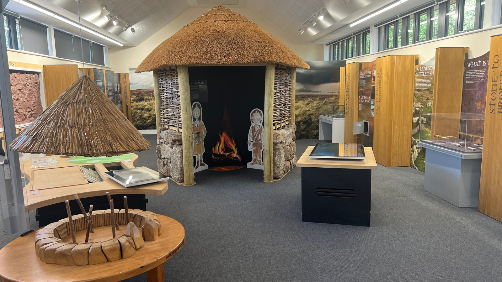 Inside postbridge vistor centre. Various displayed with spaces between. 