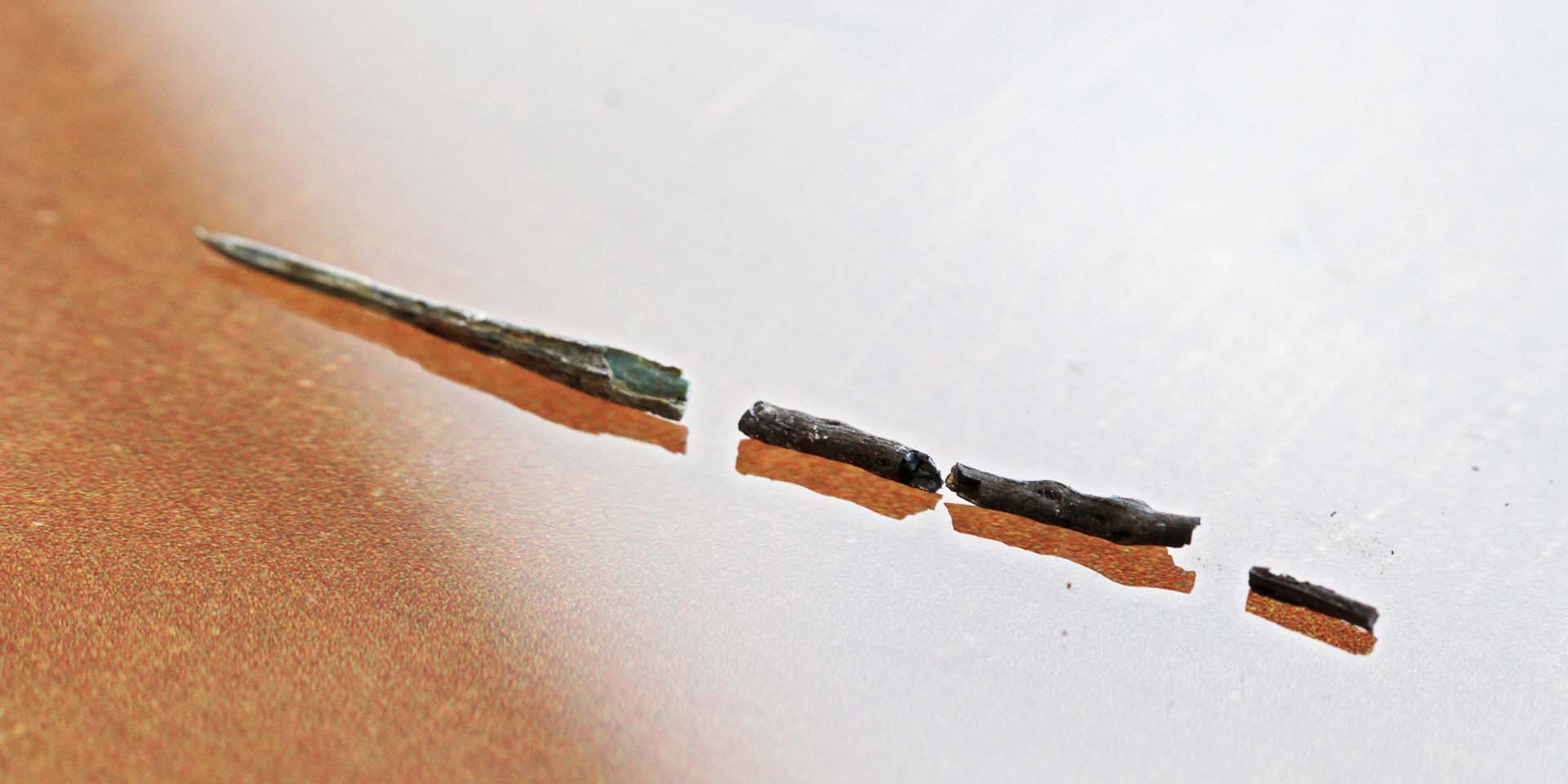 Close-up of copper alloy pin