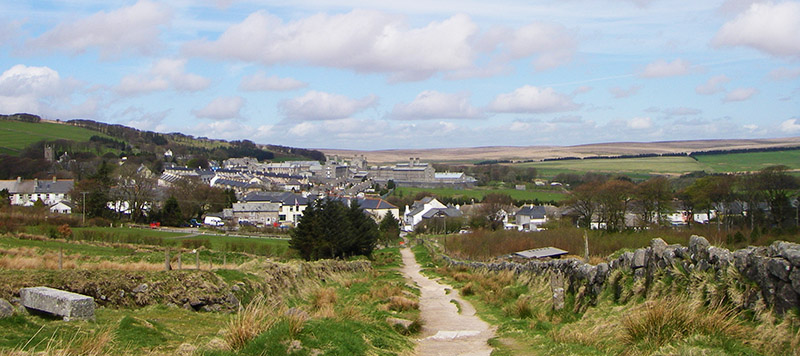 View of Princetown and surrounding moor