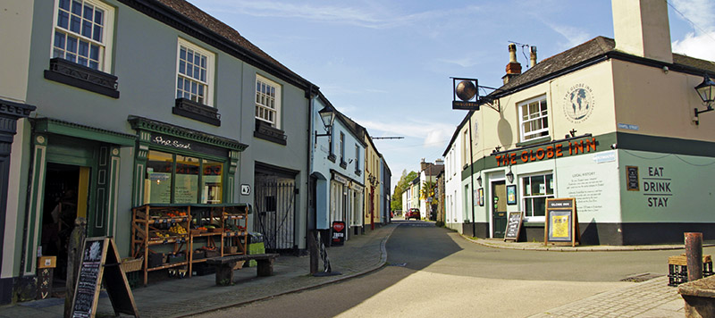 Pub on street corner and small grocery shop