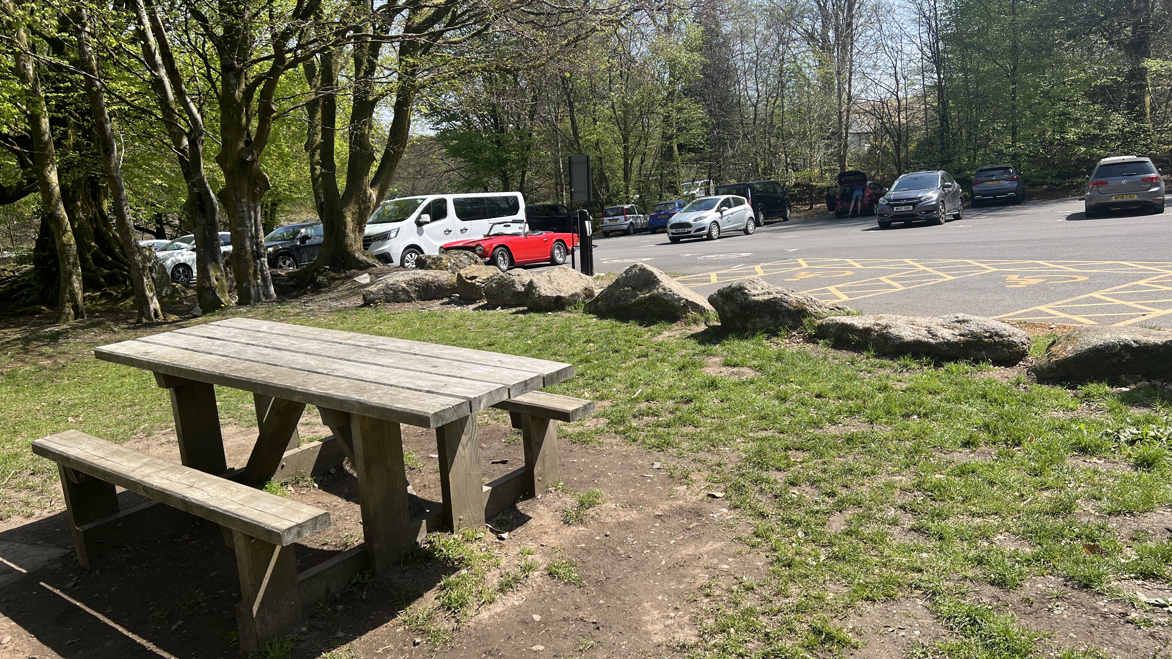 picnic benches