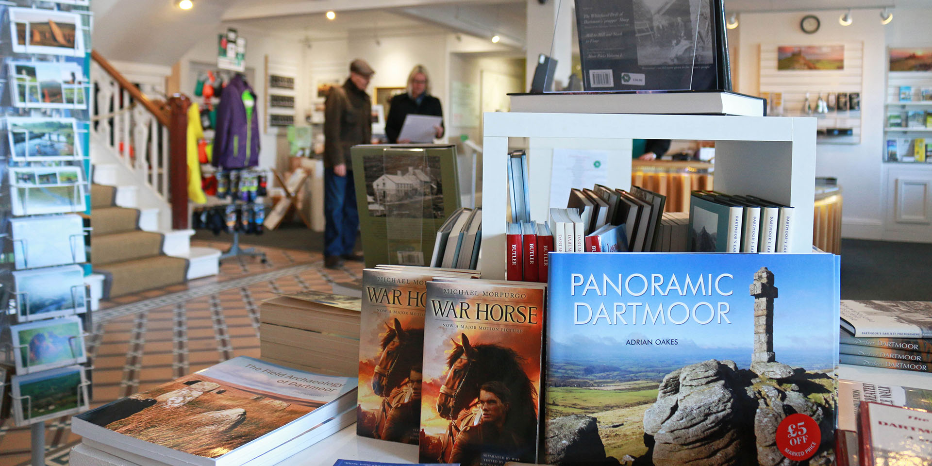 Books and other products on sale in visitor centre shop