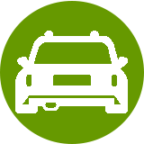 White car icon on a green background