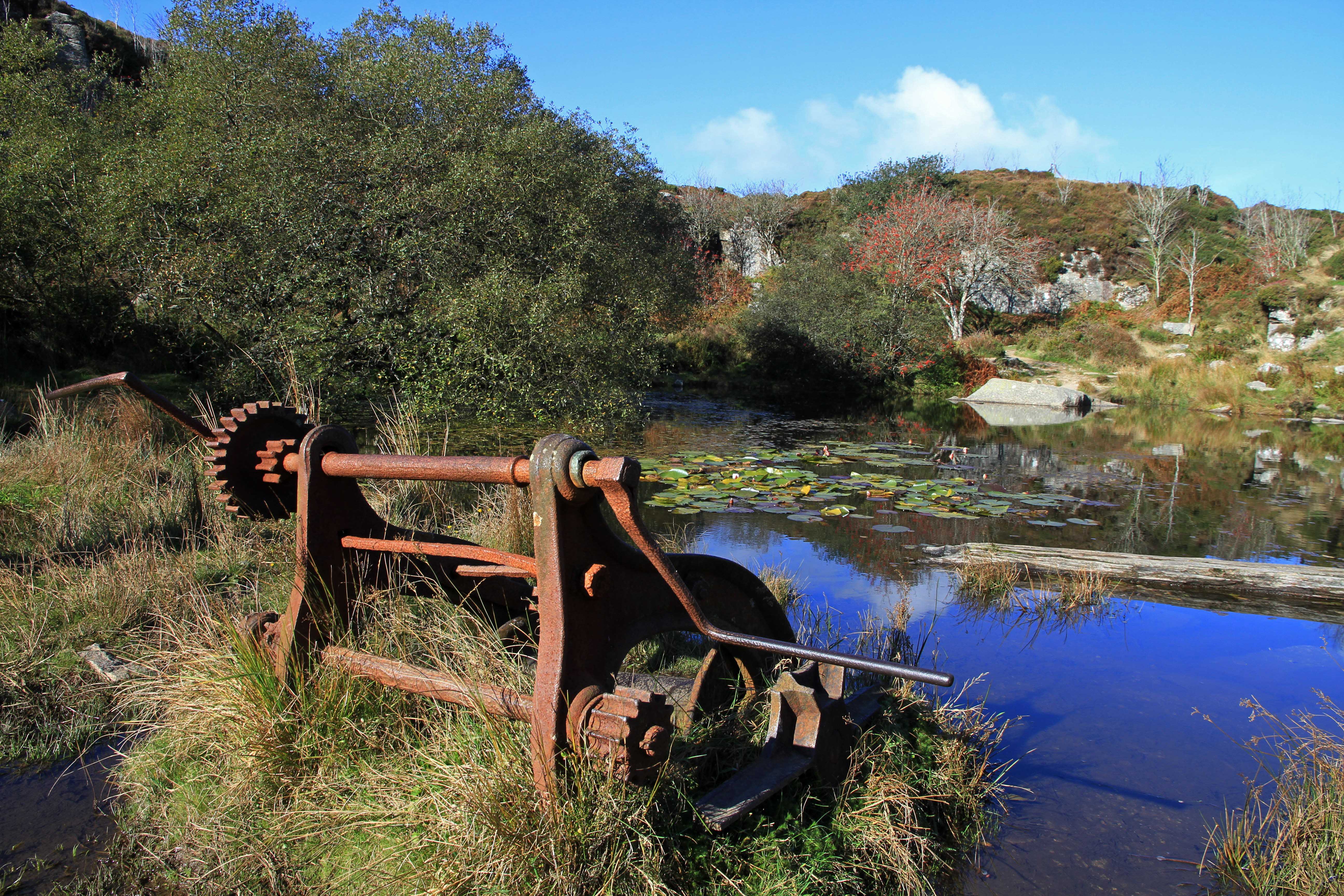 An old winch in Dartmoor's Haytor quarry