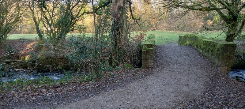 Pathway leading off the bridge onto the island