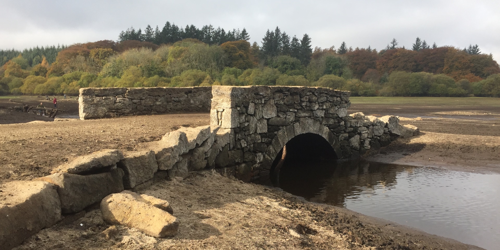 Low water level, bridge appears