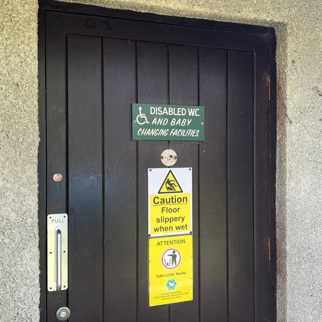 Outside of accessible toilet at Postbridge Visitor Centre 