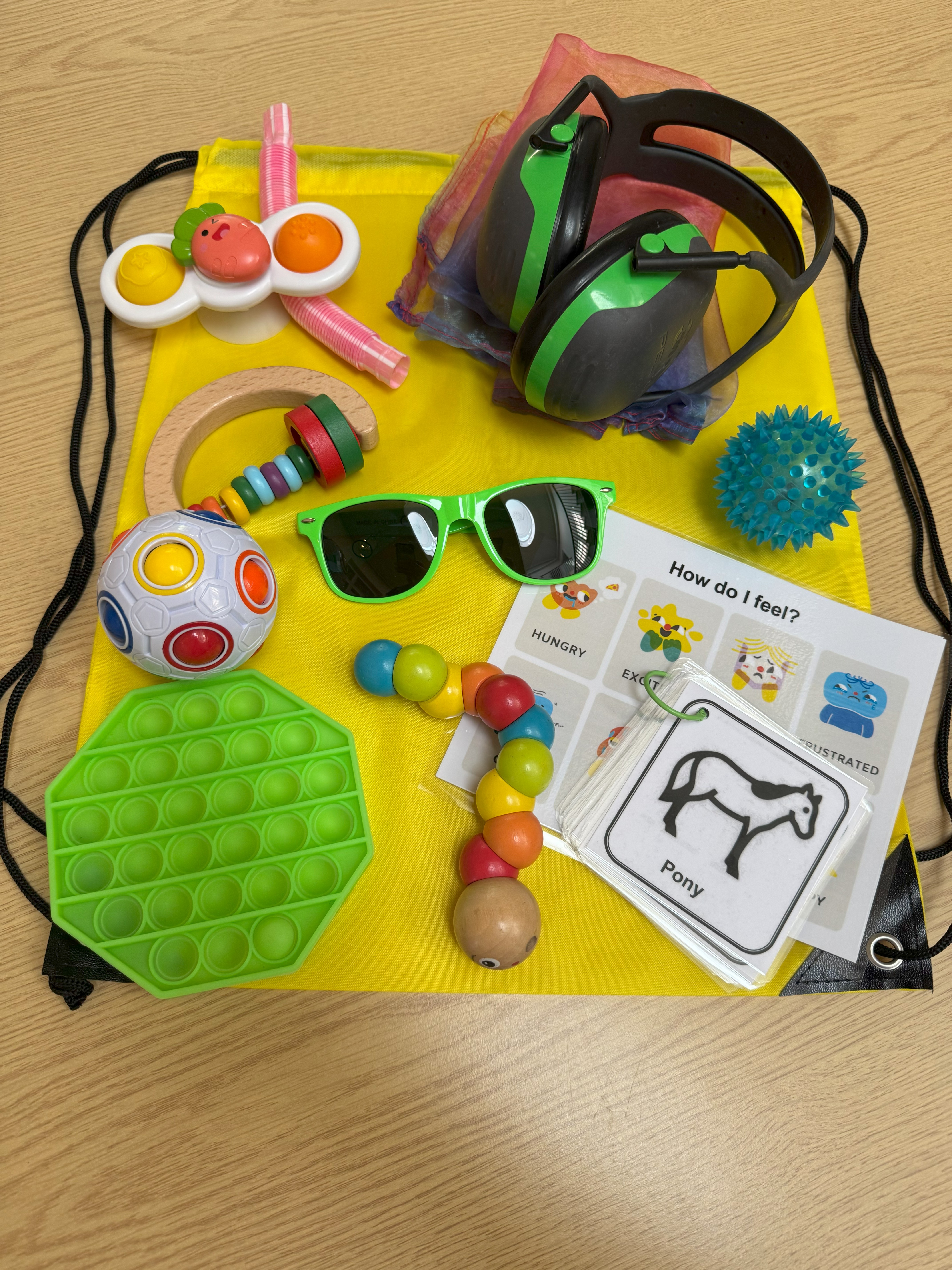 sensory bag and contents